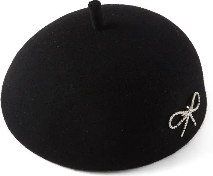 Eugenia Kim Coco Crystal Bow Wool Beret | Nordstrom | Nordstrom
