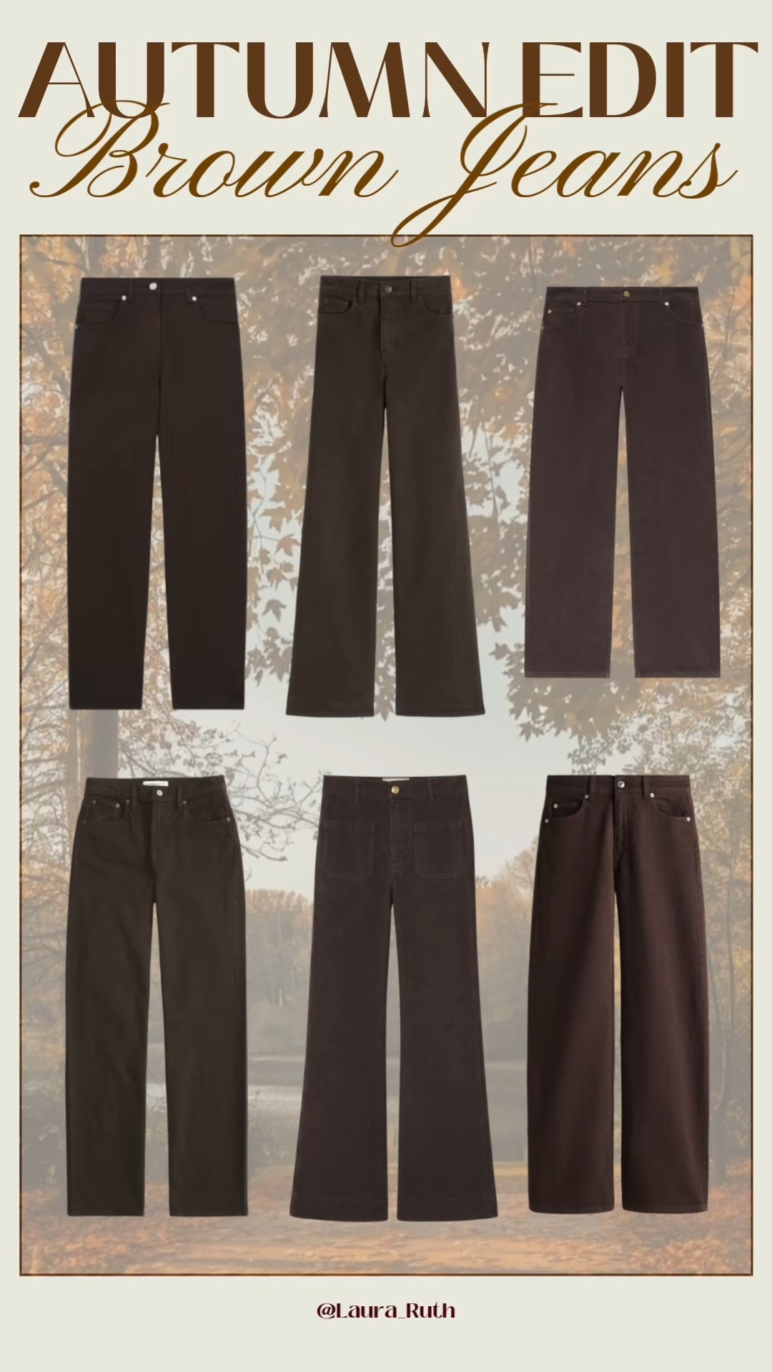 The autumn trouser essential 🤎🍂 Brown jeans are having a moment, and I’m here for it. From deep chocolate to softer espresso shades, these are the perfect alternative to your usual blue denim and so easy to style with cosy knits, boots, loafers & jackets all season long. I’ve rounded up my favourite pairs  down below. 

 #LTKuk #LTKautumn #LTKjeans