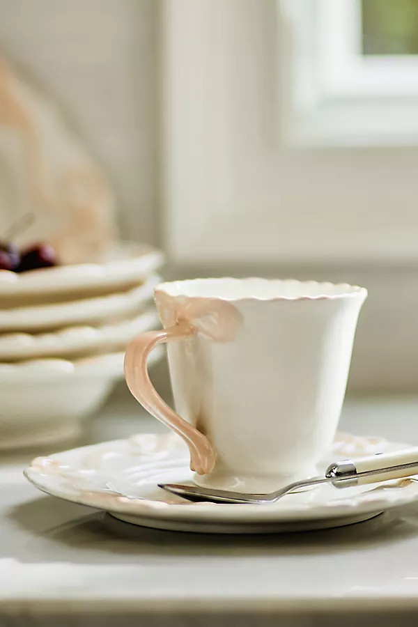 Benedita Bow Stoneware Mug | Anthropologie (US)