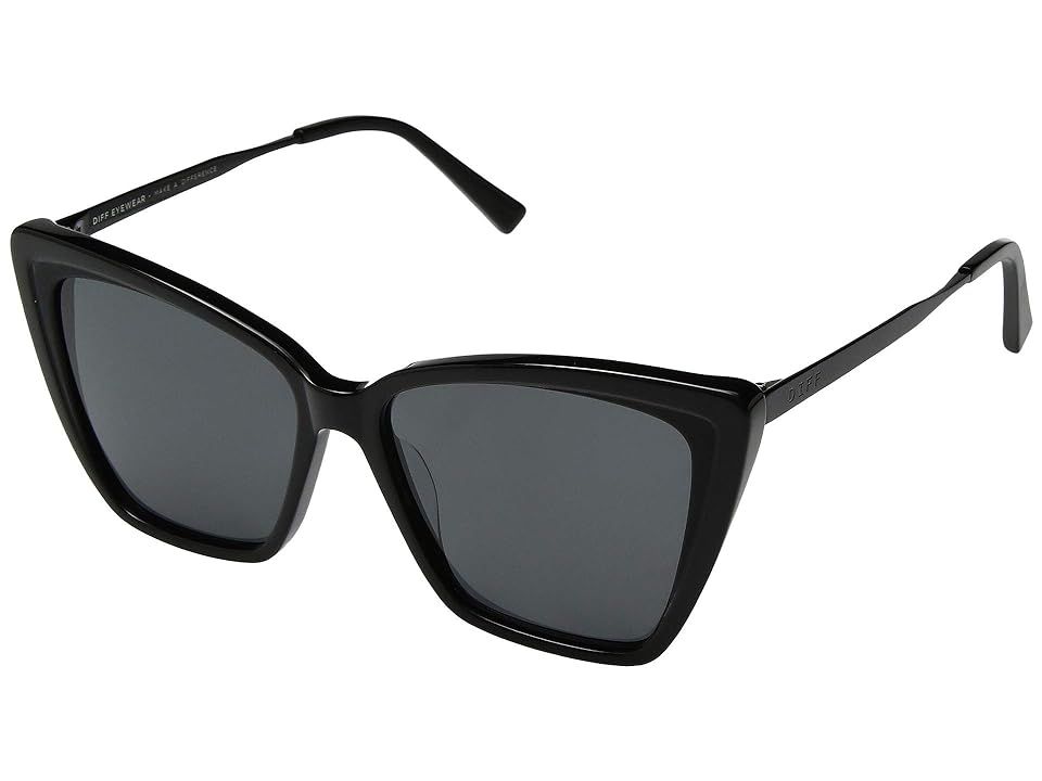 DIFF Eyewear Becky II (Black/Dark Smoke) Fashion Sunglasses | Zappos