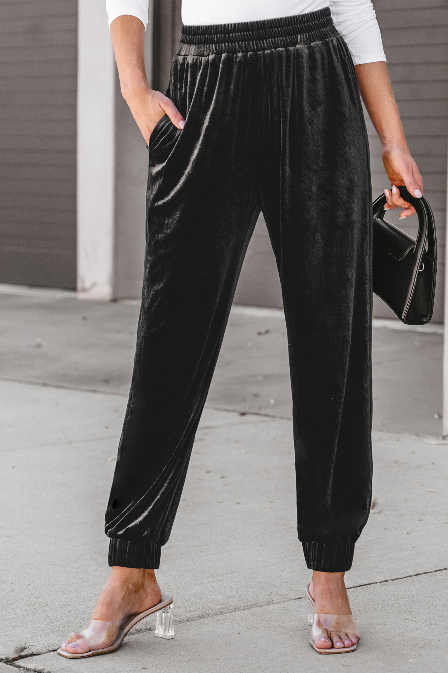 Black Ruched Joggers | Cupshe US