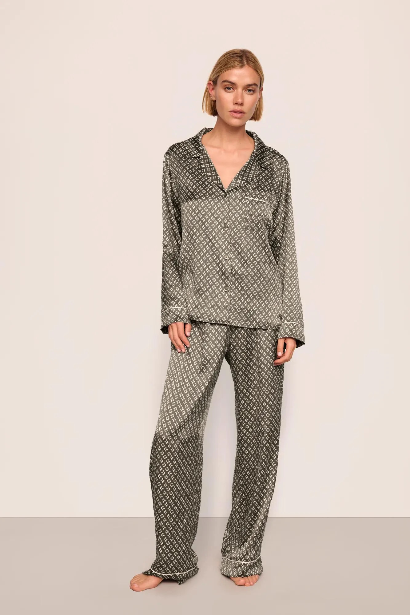 Inez Washable Silk Printed Long PJ Set | Eberjey
