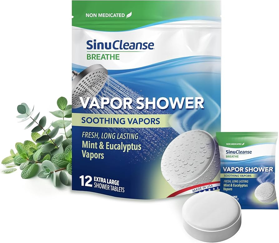 Sinucleanse Vapor Shower Steamers, All Natural Eucalyptus & Mint Aromatherapy, 12 Extra Large Vap... | Amazon (US)