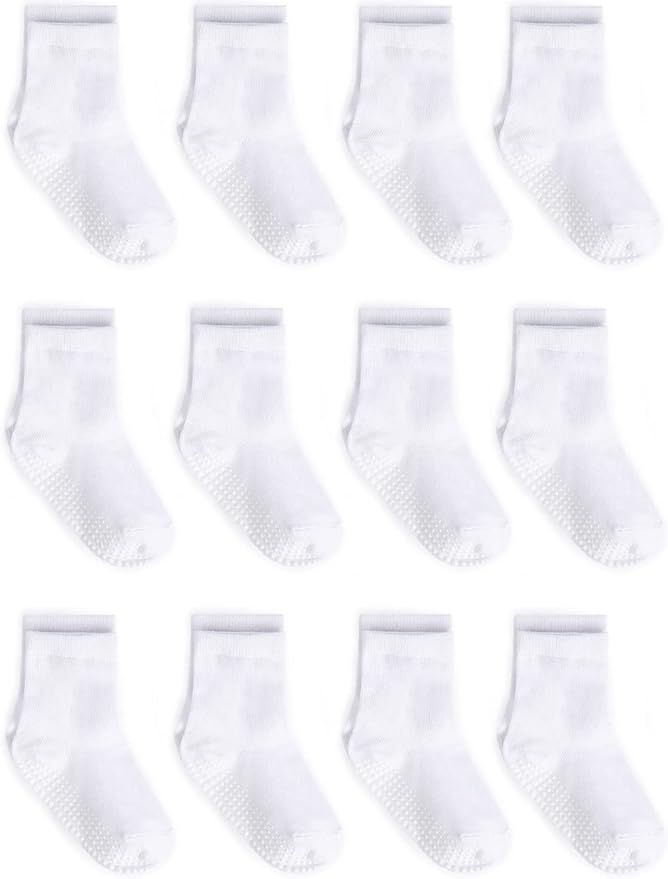 Zaples Grip Crew Socks with Non Slip/Anti Skid Soles for Baby Infants Toddlers Kids Boys Girls | Amazon (US)