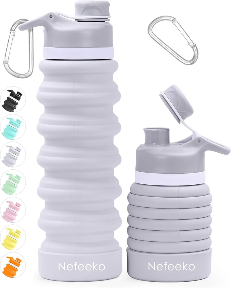 Nefeeko Collapsible Water Bottle, 26oz Silicone Foldable Water Bottles Leakproof BPA Free Travel ... | Amazon (US)