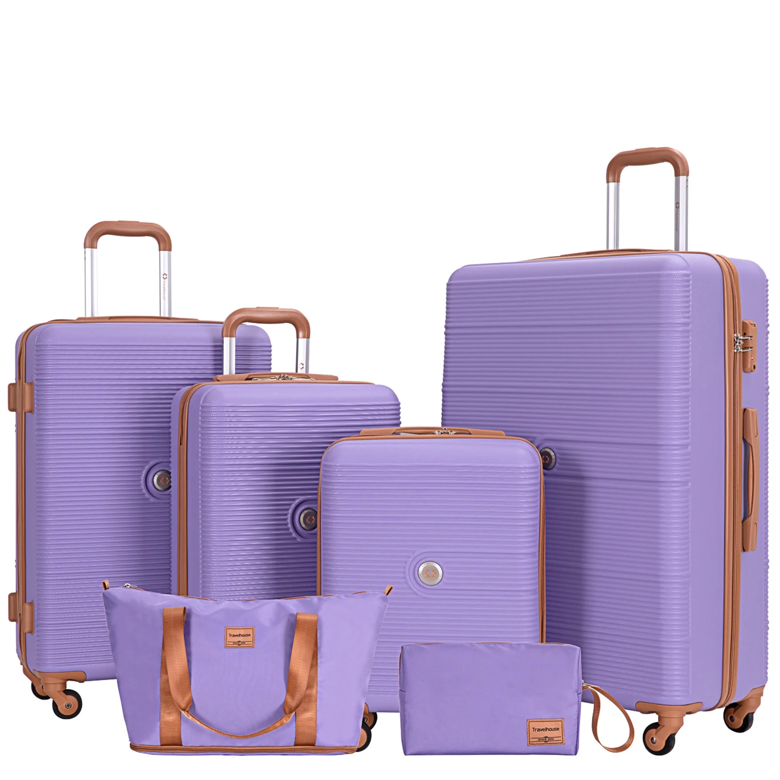 Travelhouse 6 Piece Hardshell Luggage Set Hardside Lightweight Suitcase with TSA Lock Spinner Whe... | Walmart (US)