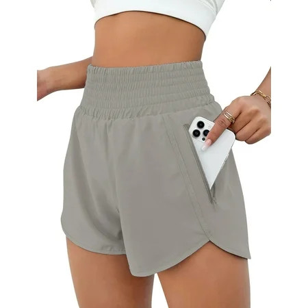 Womens Athletic Shorts High Waisted Running Shorts Gym Workout Shorts with Pocket | Walmart (US)
