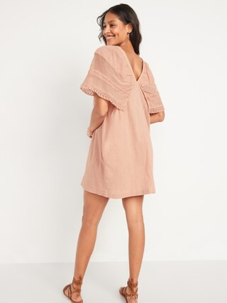 Flutter-Sleeve Tie-Back Mini Swing Dress for Women | Old Navy (US)