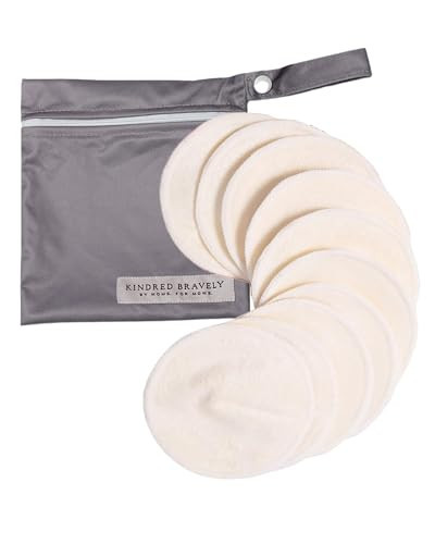 Kindred Bravely Organic Reusable Nursing Pads, Washable, for Breastfeeding & Leaking with Carry Bag, 10 Pack 5.5" D (Twilight Busty) | Amazon (US)