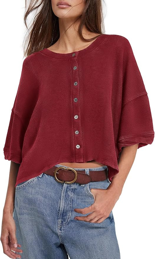 Yanekop Womens Short Sleeve Cardigans Lightweight Cropped Cardigan Oversized Fall Cardigans Butto... | Amazon (US)