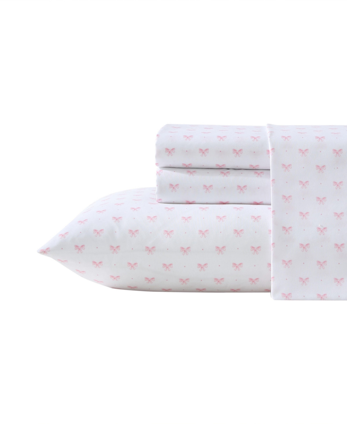 Laura Ashley Lovely Bows Microfiber 3-Pc. Sheet Set, Twin - Pink | Macy's
