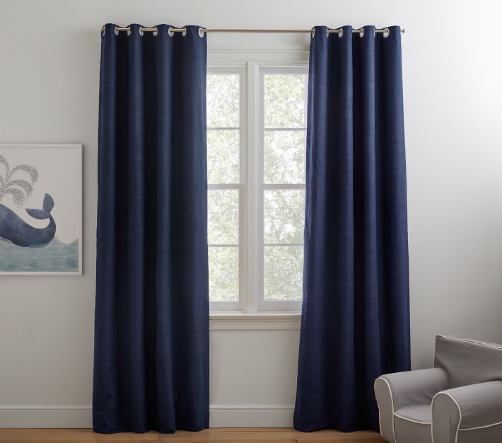 Evelyn Linen Grommet Blackout Curtain | Pottery Barn Kids