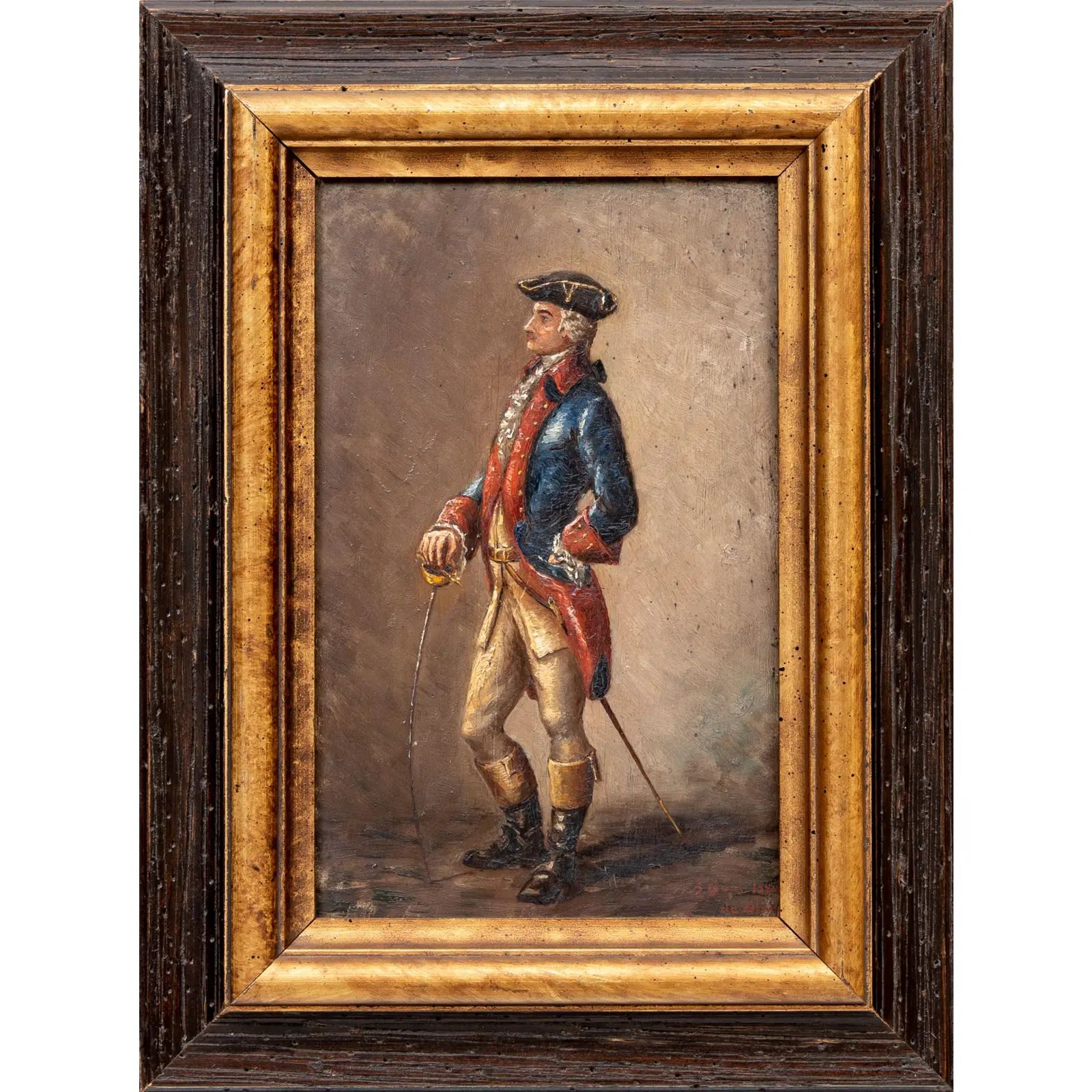 Portrait of a French Soldier in Uniform Dated August 8th, 1881 Signed De Blay, Framed, Oil Painti... | Chairish