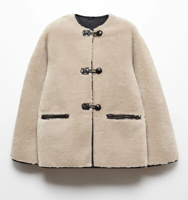 Mango Faux Fur appliqués Coat. Size S. Toteme dupe. Brand New with Tags | eBay UK