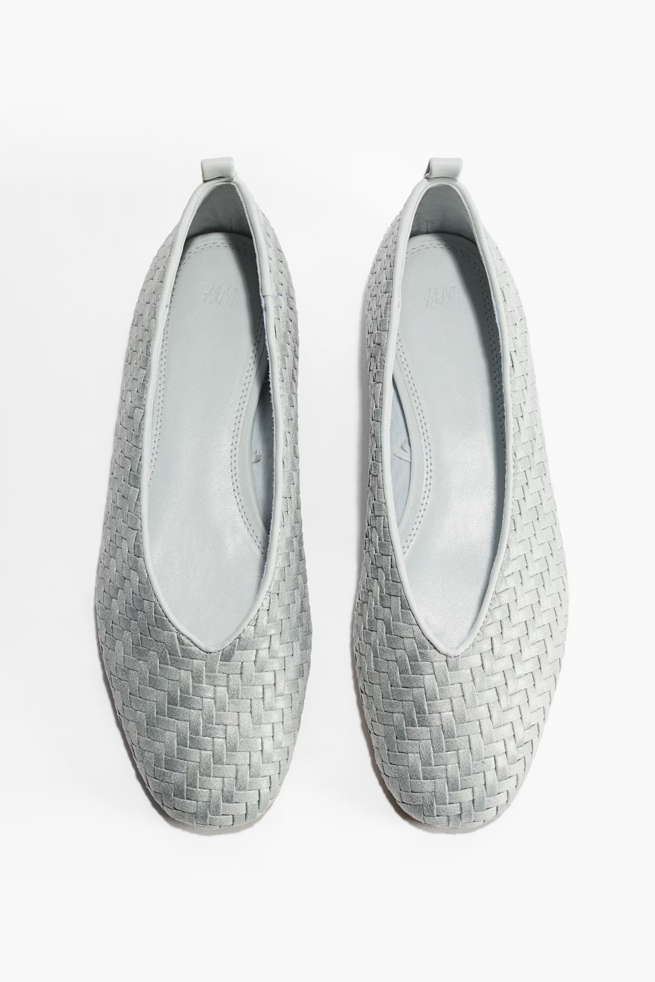 Braided ballet pumps - Light blue-grey - Ladies | H&M GB | H&M (UK, MY, IN, SG, PH, TW, HK)