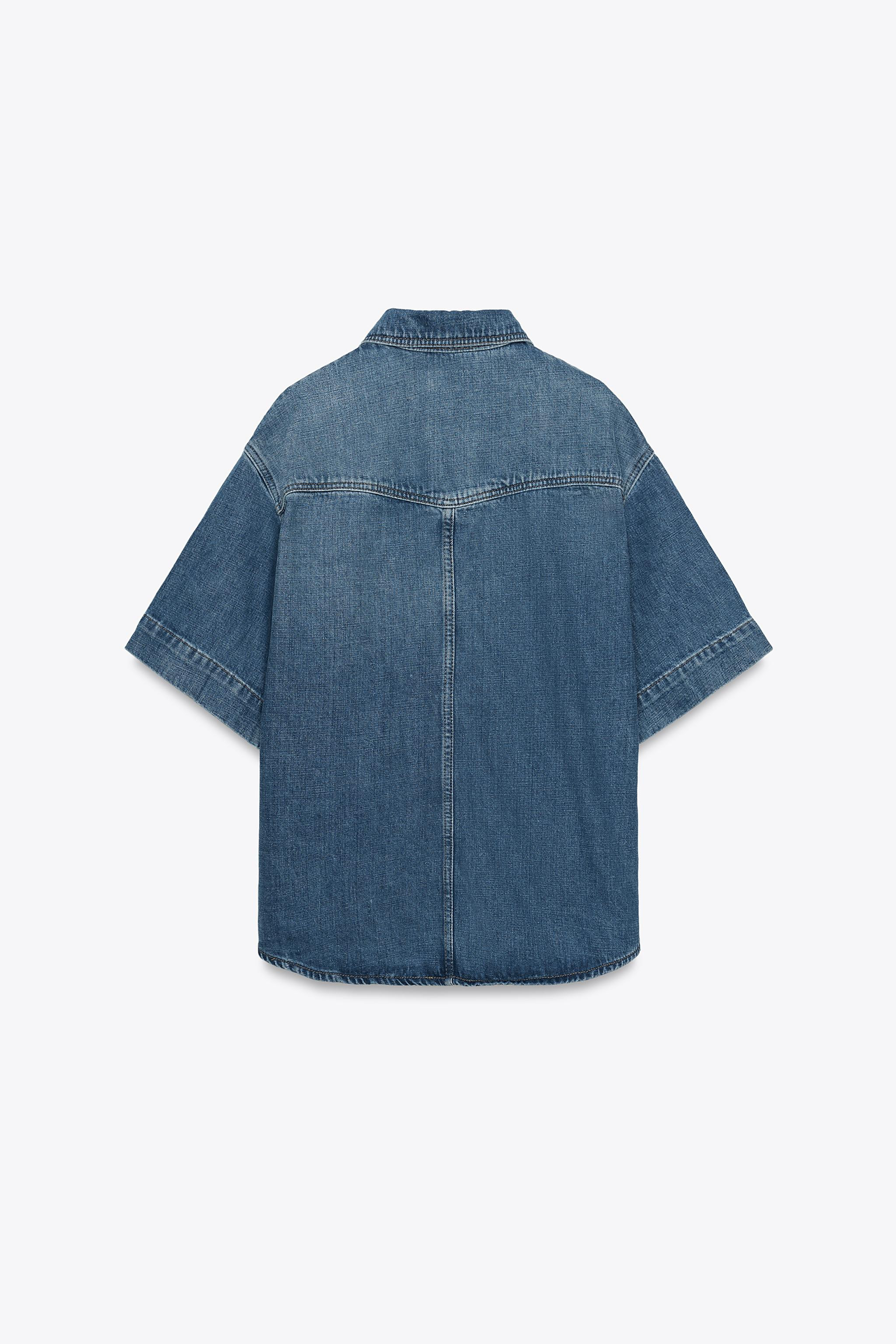 ZW COLLECTION SHORT SLEEVE DENIM SHIRT | Zara US