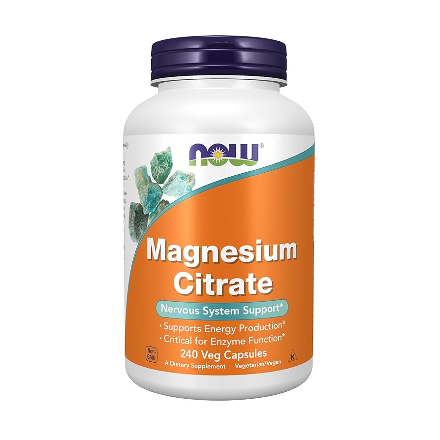 NOW Foods Supplements, Magnesium Citrate, Enzyme Function*, Nervous System Support*, 240 Veg Caps... | Amazon (US)