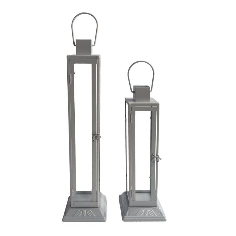 VIP Metal 22 in. White Metal Lantern with Glass Set of 2 | Walmart (US)