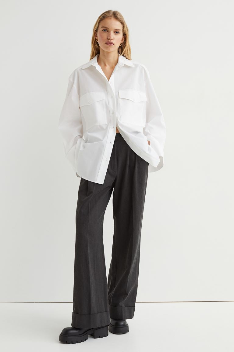 Wide lyocell-blend trousers | H&M (UK, MY, IN, SG, PH, TW, HK)