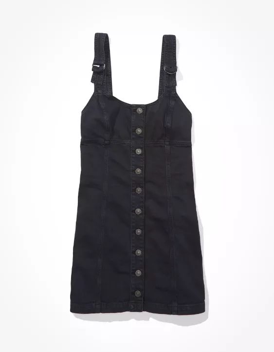 AE Button-Front Denim Mini Dress | American Eagle Outfitters (US & CA)