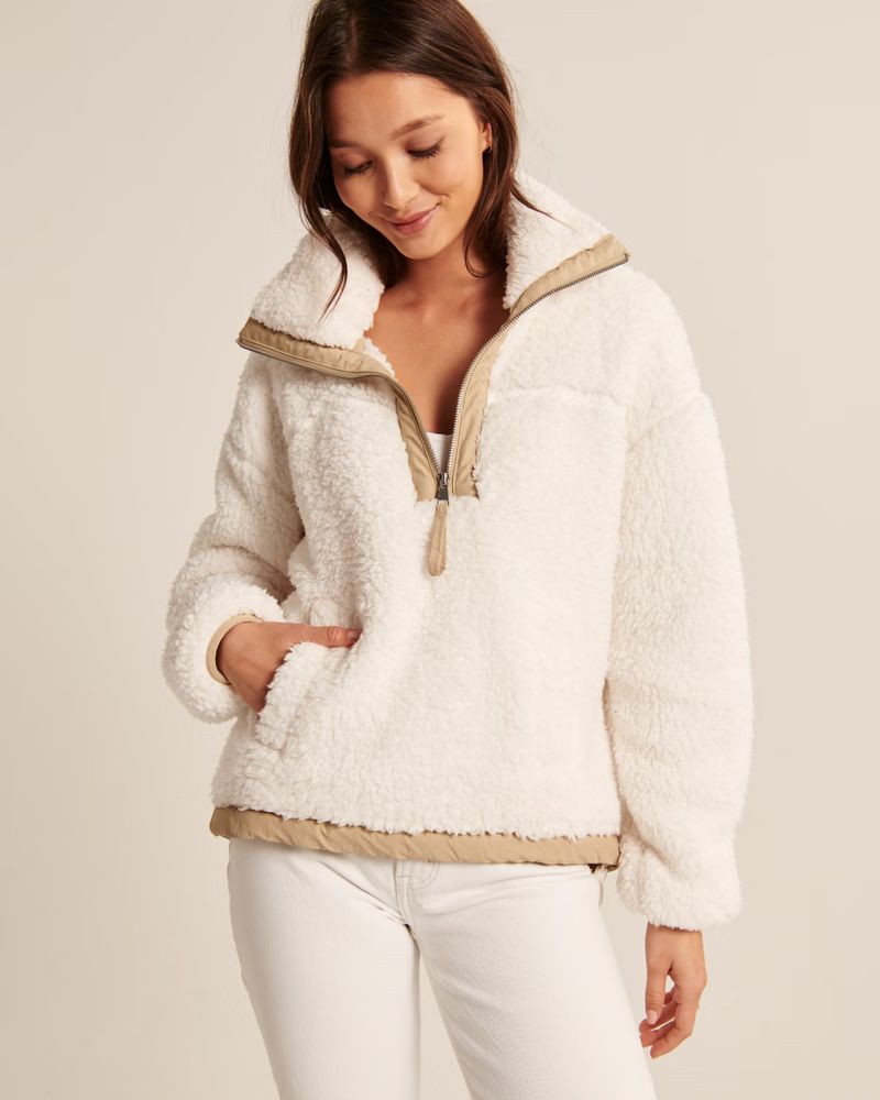 Cinched Cocoon Sherpa Half-Zip | Abercrombie & Fitch (US)