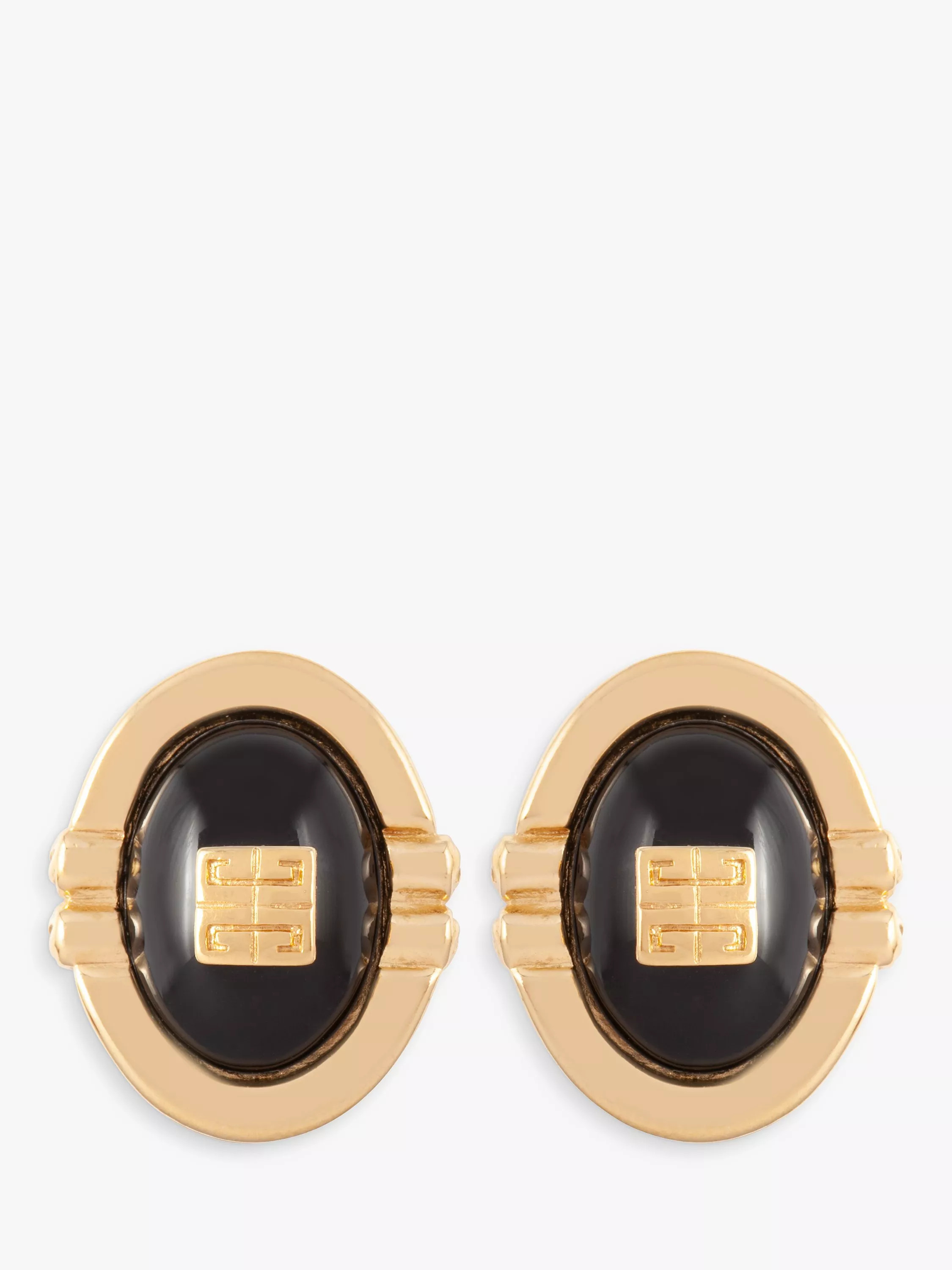 Susan Caplan Pre-Loved Givenchy Lucite Stud Earrings, Gold/Black | John Lewis (UK)