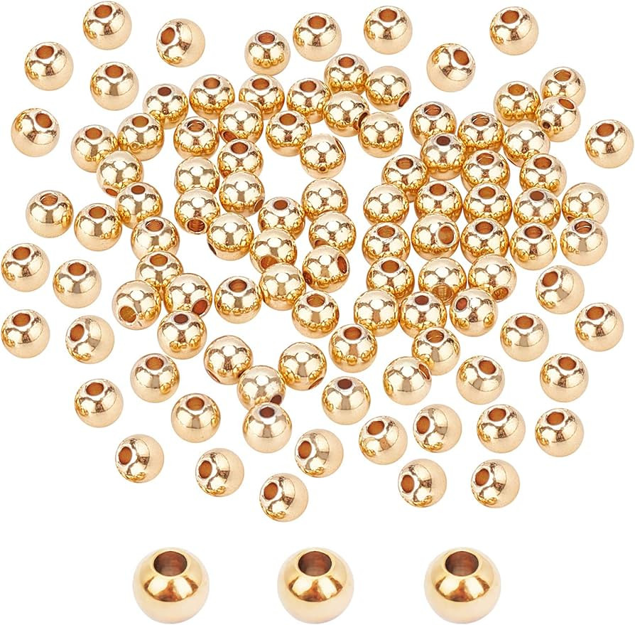 PH PandaHall 6mm Gold Spacer Beads 150pcs 14K Gold Plated Beads Bracelet Beads Long-Lasting Round... | Amazon (US)