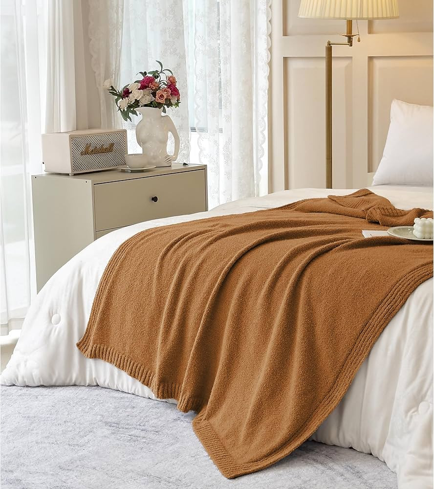 Ultra-Soft Solid Color Fluffy Microfiber Knitted Throw Blanket Super Cozy Lightweight Bed Blanket... | Amazon (US)