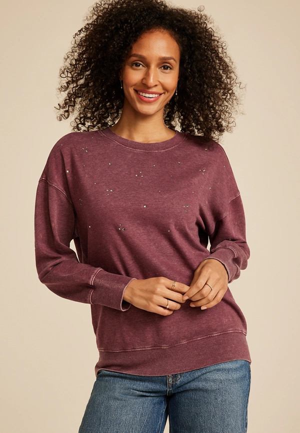 Studio Y Embellished Crewneck Sweatshirt | Maurices