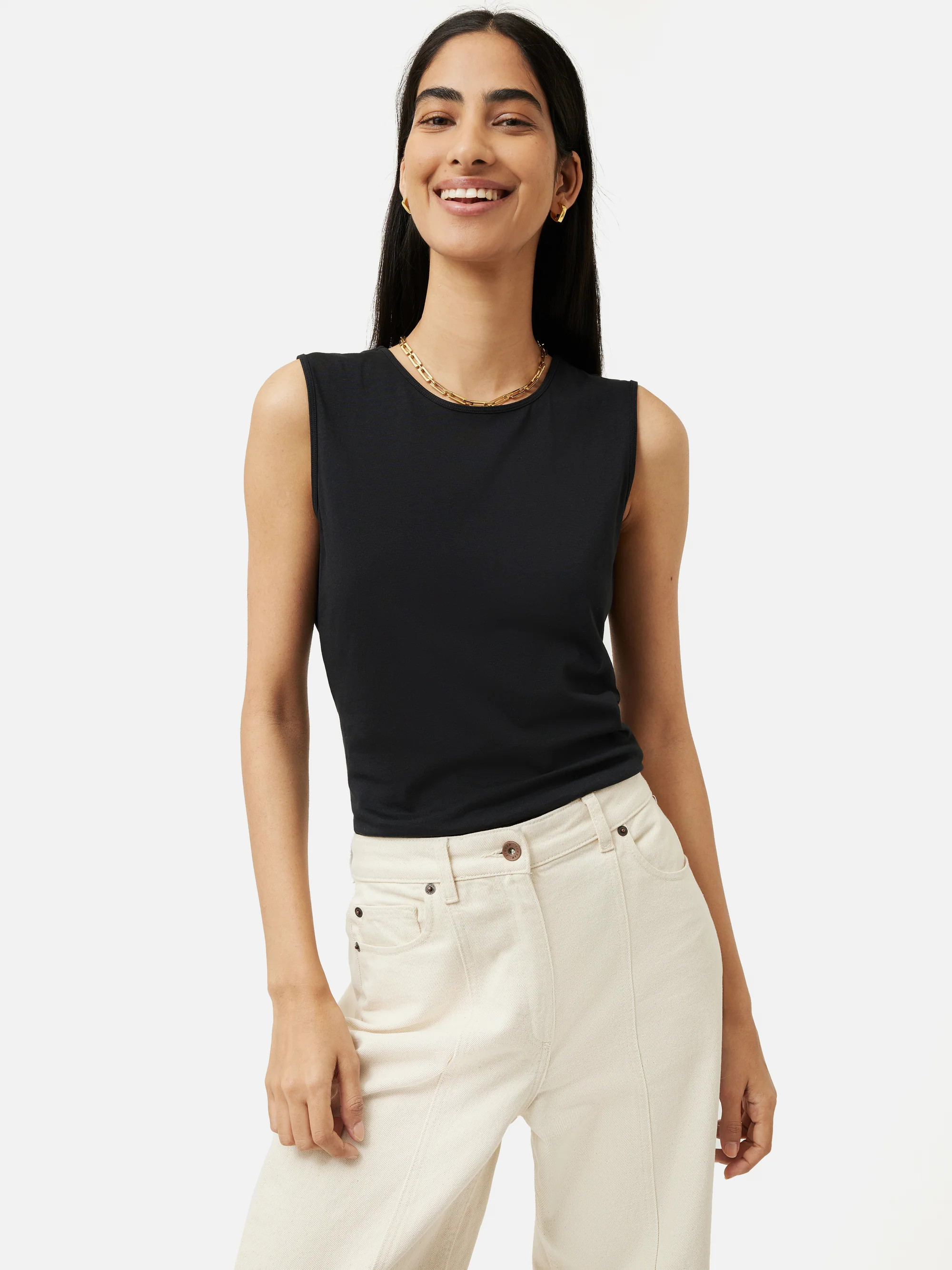 Supima Sleeveless Tee | Black | Jigsaw (UK)