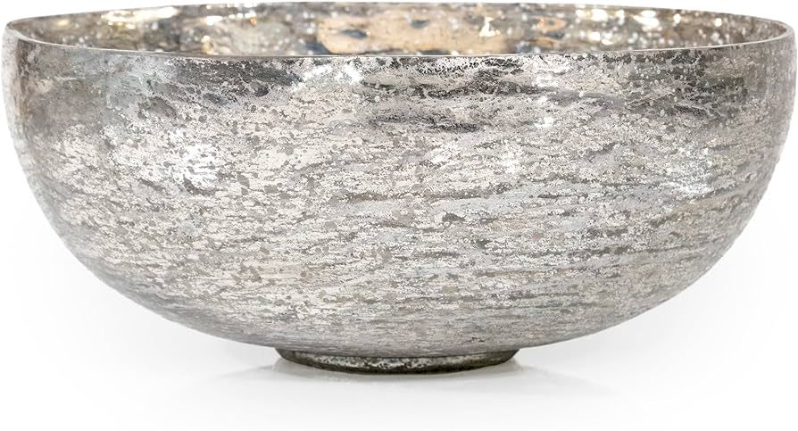 ANDALUCA Mercury Glass Decorative Silver Metallic Finish Bowl | Amazon (US)