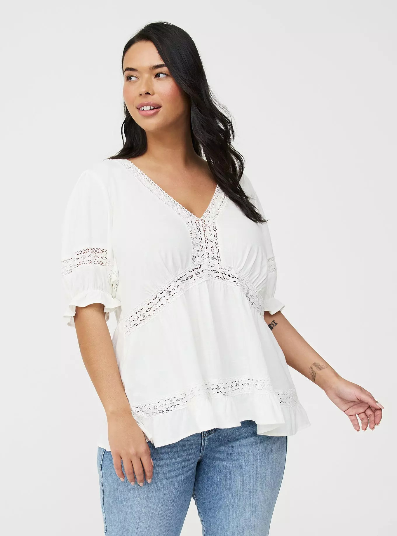 Lace Trim Babydoll Top | Torrid (US & Canada)