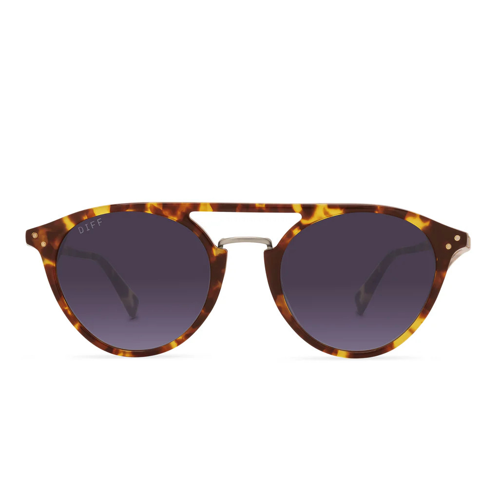 MASON - AMBER TORTOISE + STEEL GRADIENT SUNGLASSES | DIFF Eyewear