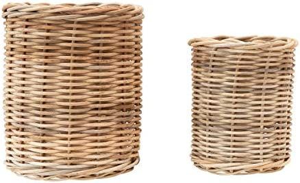 Creative Co-Op Hand-Woven Wicker Container, Natural, Set of 2 Basket, 2 | Amazon (US)