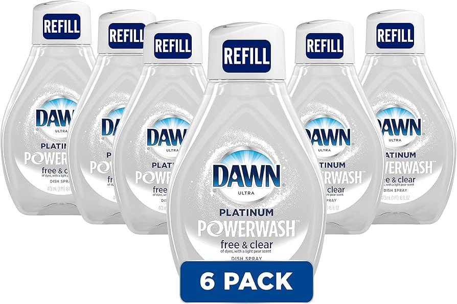 Dawn Free & Clear Powerwash Dish Spray, Dish Soap, Pear Scent Refill, 16oz (6 Pack) | Amazon (US)
