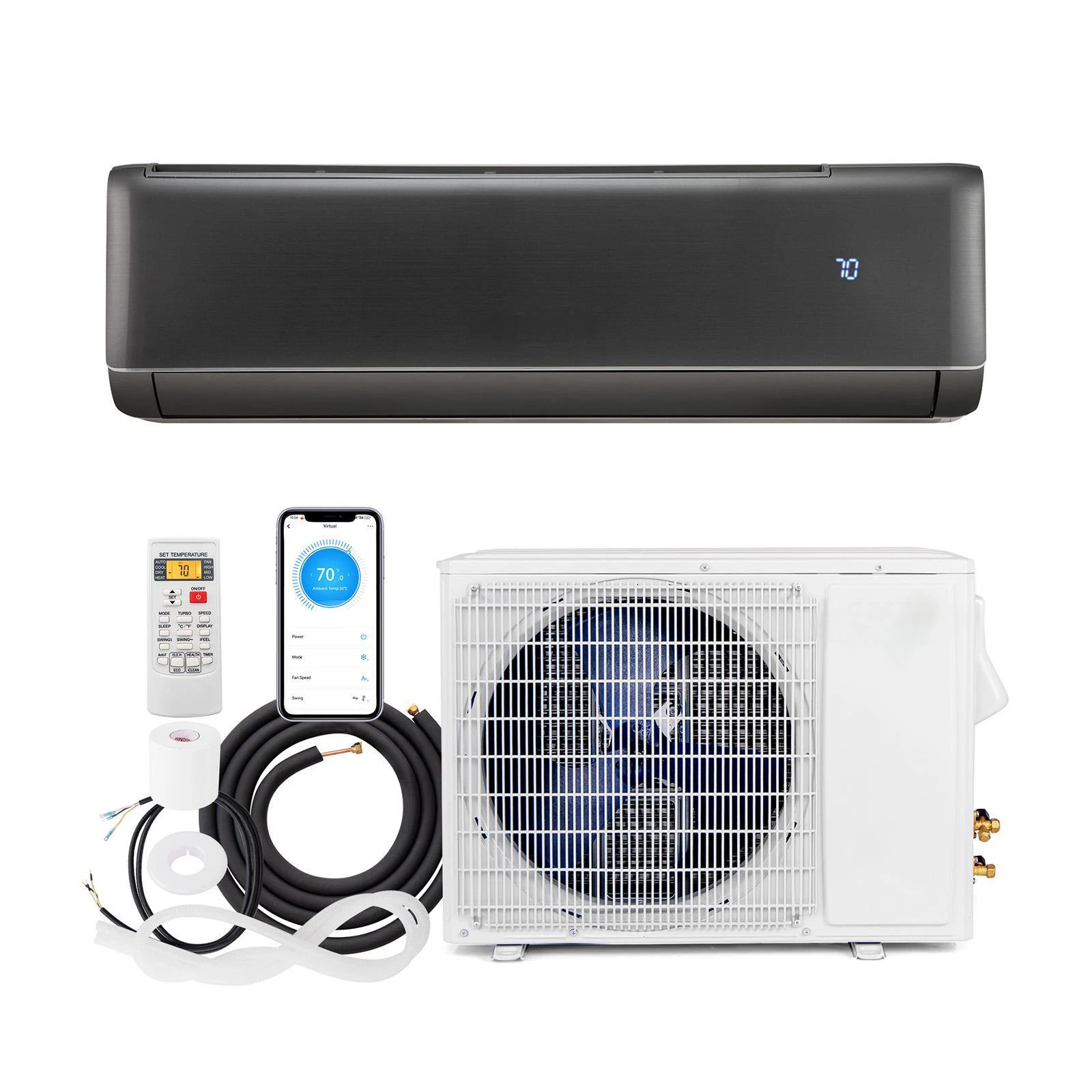 GIVIMO 24000 BTU Ductless Mini Split Air Conditioner and Heater 21 SEER2 208-230V Inverter WiFi Enabled for Up to 1500-sq ft Gray one_size | Lowe's