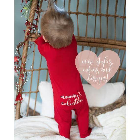 Valentine's Day ZIP FOOTIE Pajamas, Valentines Day Gift, Valentines Baby Boy, Personalized PJs, V... | Etsy (US)