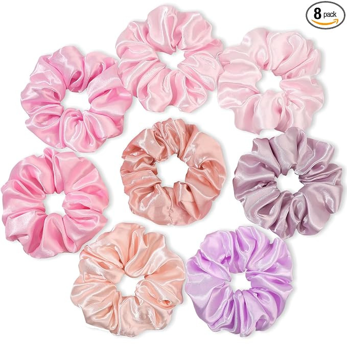 Satin Hair Scrunchies for Women's Thick Curly Hair - Big Ponytail Holders and Hair Ties for Girls... | Amazon (US)