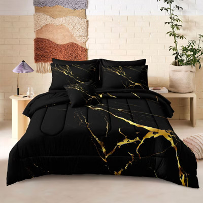 Cozy Bed in a Bag Comforter Set – Soft Lightweight All Season Bedding with Flat Sheet, Fitted Sheet, Pillowcases & Cushion Cover Black Full | Target