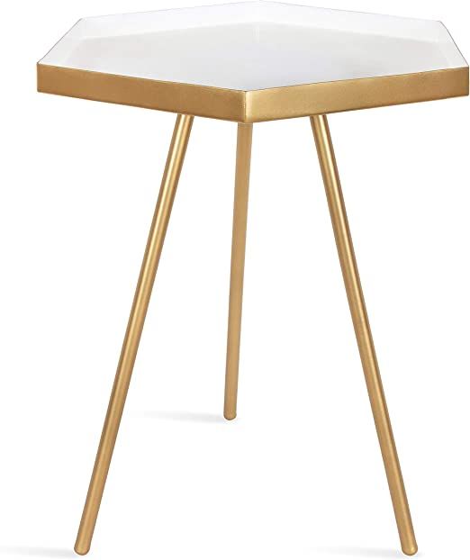 Kate and Laurel Kashvi Modern Hexagon Side Table, 14" x 14" x 20", White and Gold, Contemporary G... | Amazon (US)