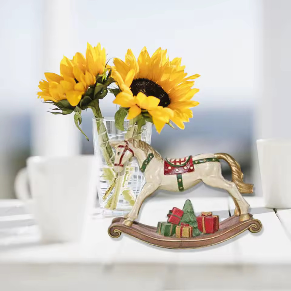 Rocking Horse Figurine Sculpture Resin Ornament Collectible Craft for Christmas Birthday Gift | AliExpress (US)