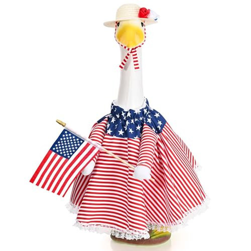 JcHrmers Patriotic Porch Goose Outfits 4th of July Goose Outfit Fits 23" Cement Plastic Goose Statue for Independence Day USA 250th Anniversary Outdoor Lawn Garden Yard Patio Decoration (Style 1) | Amazon (US)