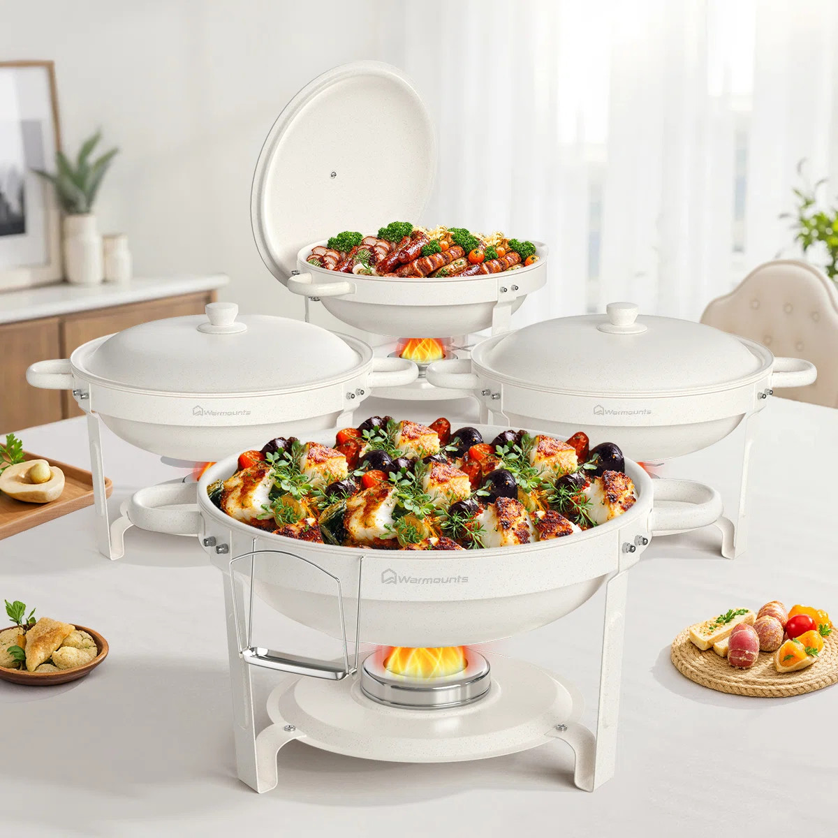 5QT Round Maifanite-Coated Chafing Dishes for Buffet (Set of 4) | Wayfair North America