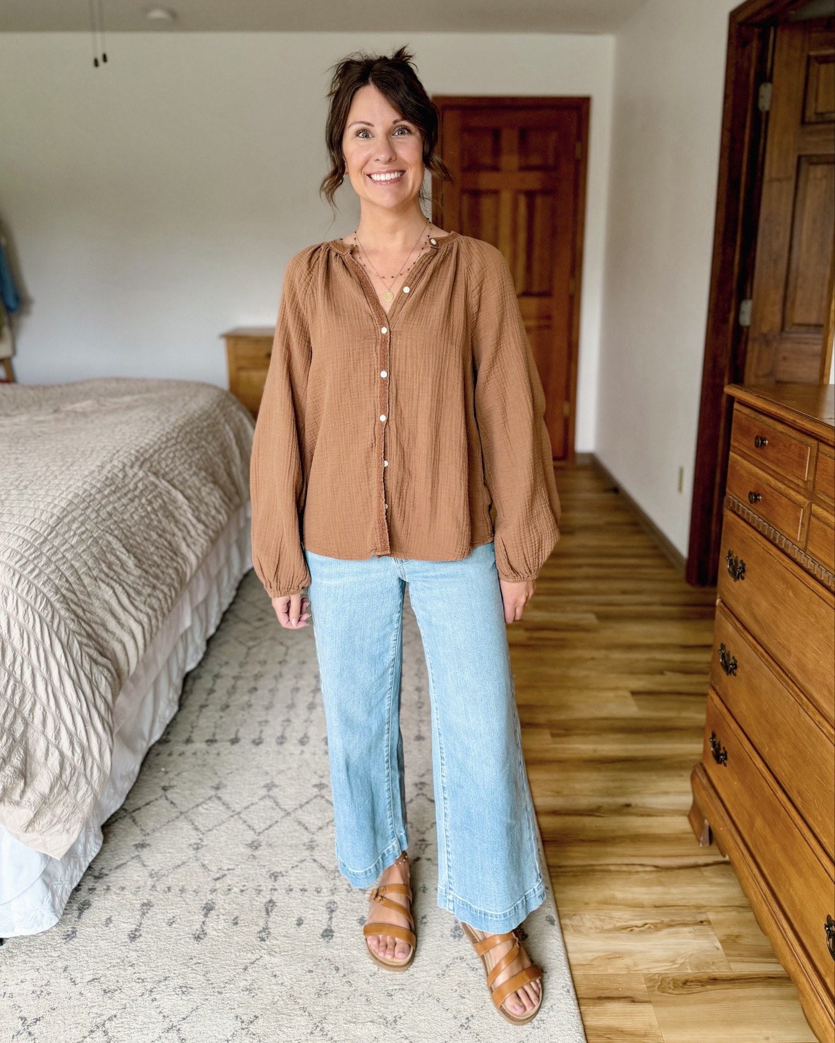 small in my gauze cotton top (I washed and dried and shrunk it a bit), 24 short in my jeans, 6 in my sandals!

#LTKPetite #LTKSeasonal #LTKootd