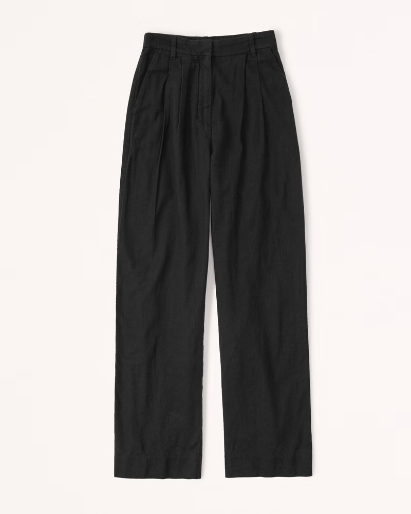 Linen-Blend Tailored Wide Leg Pant | Abercrombie & Fitch (US)