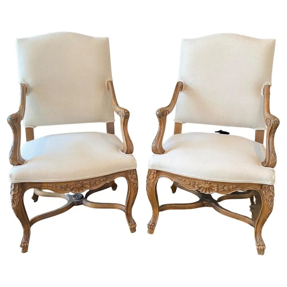 Pair of Antique French Louis XV Fauteuils or Armchairs | 1stDibs