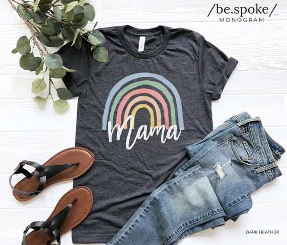 Mama Shirt With Cute Rainbow Print Mama Rainbow T Shirt Gift - Etsy | Etsy (US)