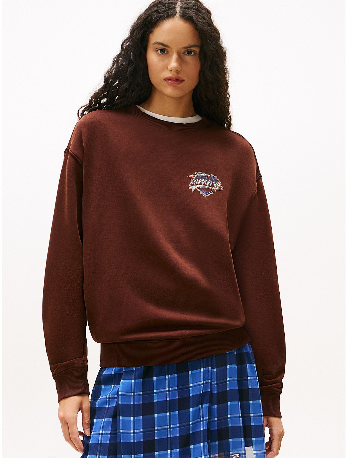 Tommy Hilfiger Women's Tommy Jeans Retro Heart Logo Sweatshirt - Brown - XS | Tommy Hilfiger (US)