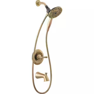 Delta Chamberlain In2ition Single-Handle 4-Spray Tub and Shower Faucet in Champagne Bronze (Valve... | The Home Depot