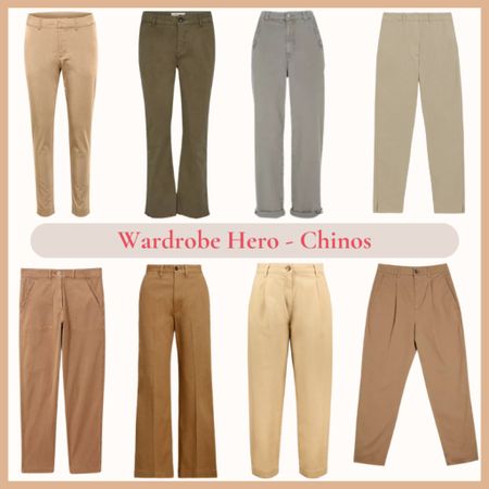 Wardrobe hero chinos, chino pants, chino trousers, wide leg chinos, pleated chinos, tapered chinos, khaki pants

#LTKeurope #LTKover40 #LTKstyletip